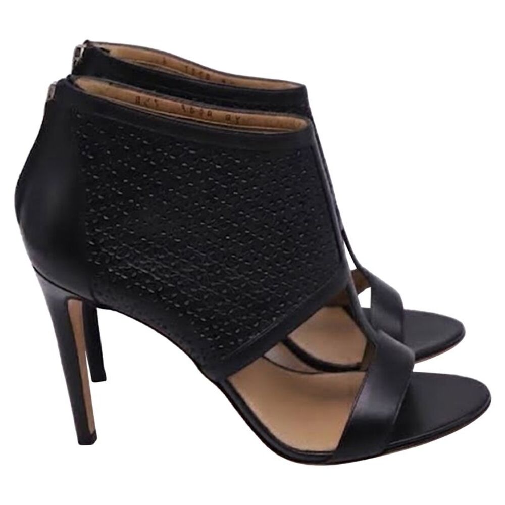 Salvatorre Ferragamo Pacella Open-Toe Heels in Black Leather